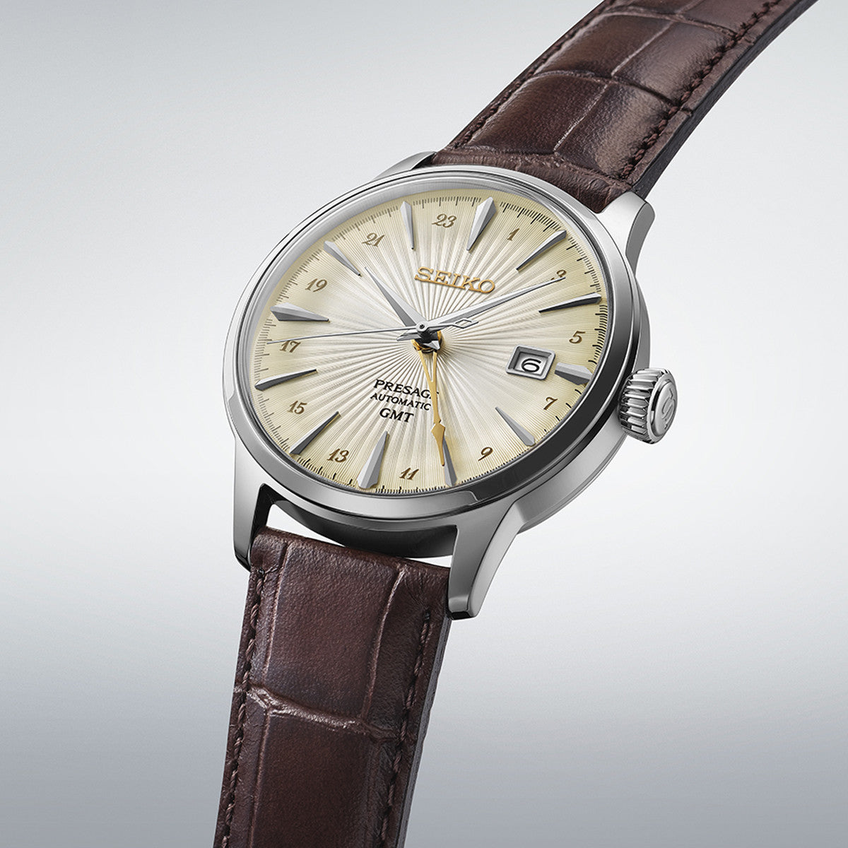 SEIKO PRESAGE Mod. COCKTAIL AUTOMATIC - LEATHER, CREAM WATCHES