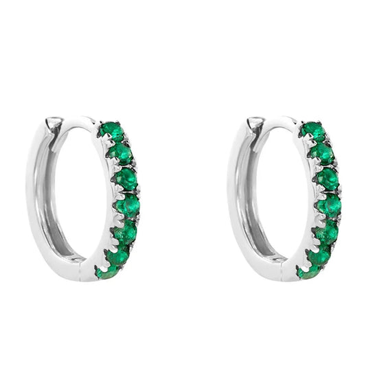 STROILI Mod. 1682430 silver hoop earrings with green gemstones, elegant jewelry design.