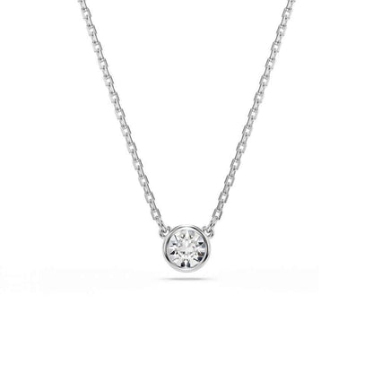 SWAROVSKI Mod. 5696039 Imber Pendant Necklace, Rhodium Plated, Round Cut, White Stone, Elegant and Minimalist Design