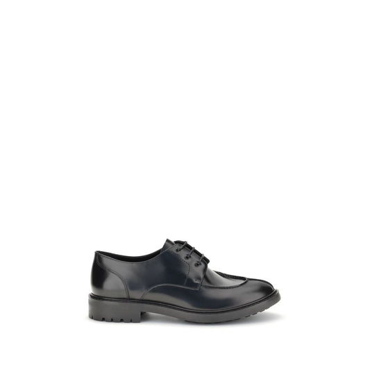 Saint Laurent Black Calf Leather Bos Taurus Oxfords And Derbies with almond toe and rubber lug sole, AW25 collection.