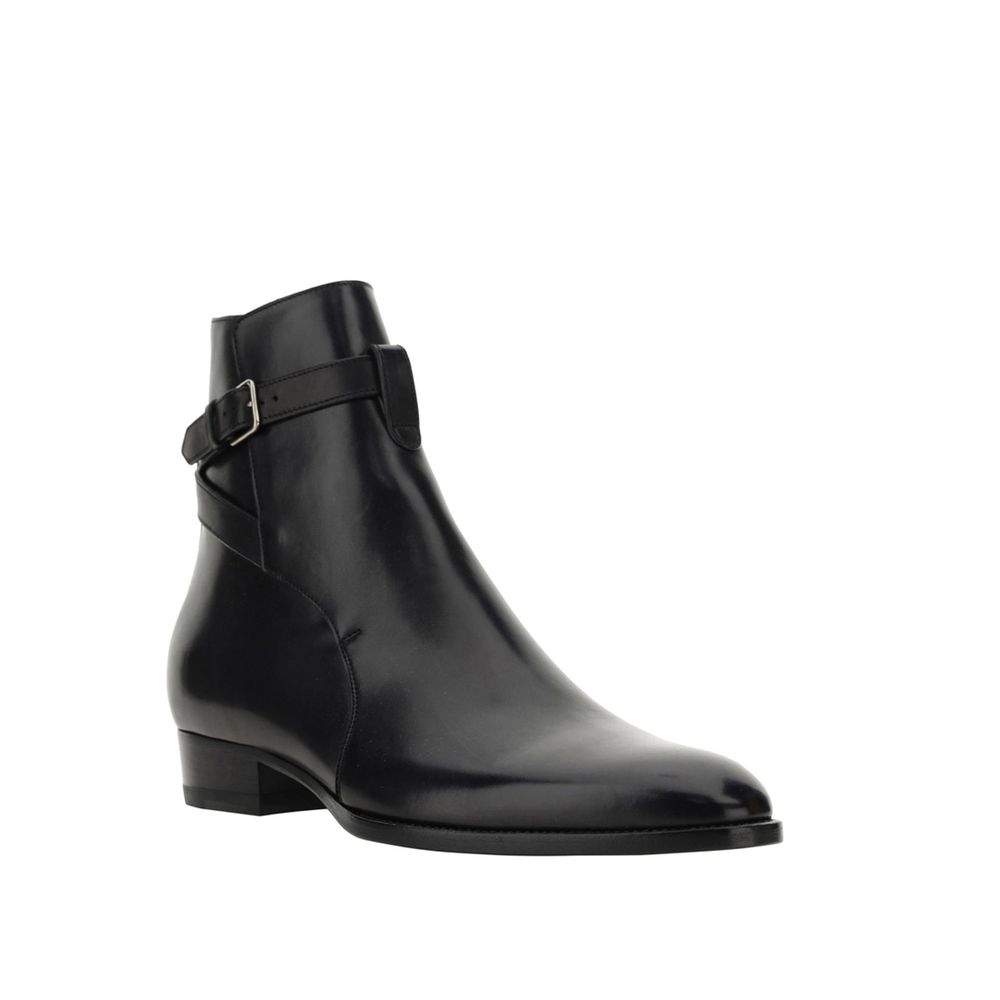 Saint Laurent Black Calfskin Ankle Boots