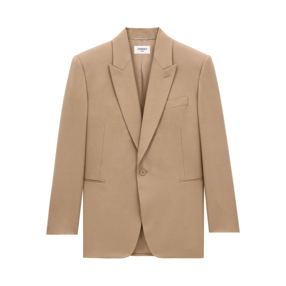 Saint Laurent Jackets Beige single-breasted wool jacket with front button fastening and welt pockets.