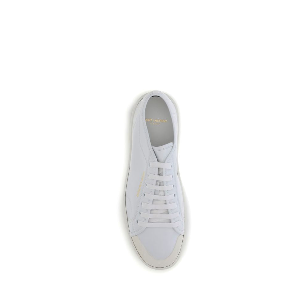 Saint Laurent White Calf Leather Bos Taurus Low Top Sneakers