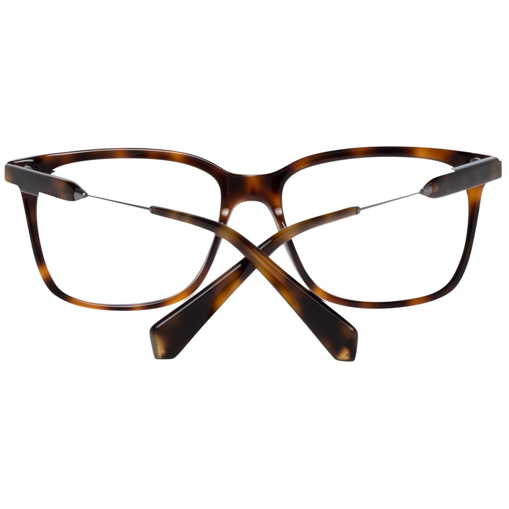 Sandro Brown Men Glasses Frame, plastic trapezium full-rim, 50-10-145 dimensions, stylish brown eyewear for men with demo lenses.