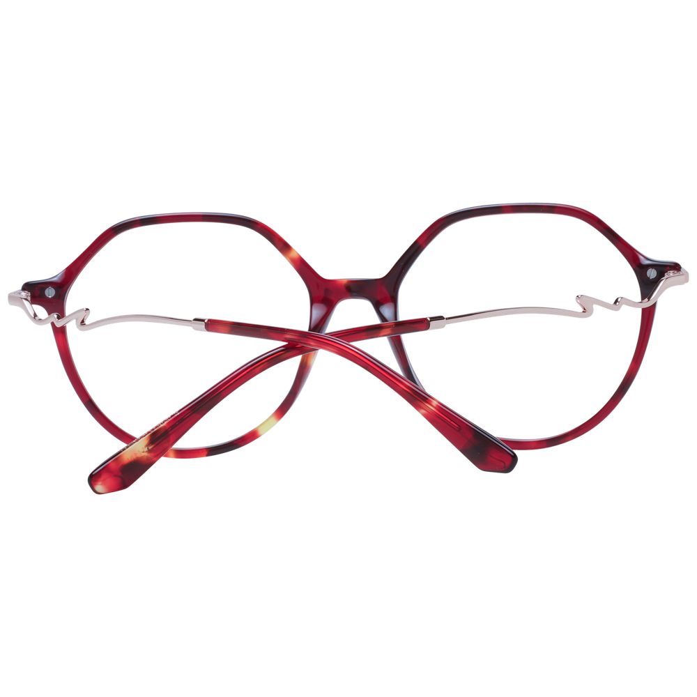 Sandro Red Acetate Glasses (Frames) for women with full-rim round style, demo lenses, and branded case included.