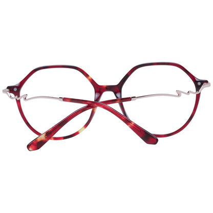 Sandro Red Acetate Glasses (Frames) for women with full-rim round style, demo lenses, and branded case included.
