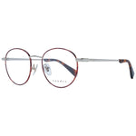 Sandro Red Men Glasses Frame, full-rim stainless steel, round style, includes branded case, size 48-19-140, for men.