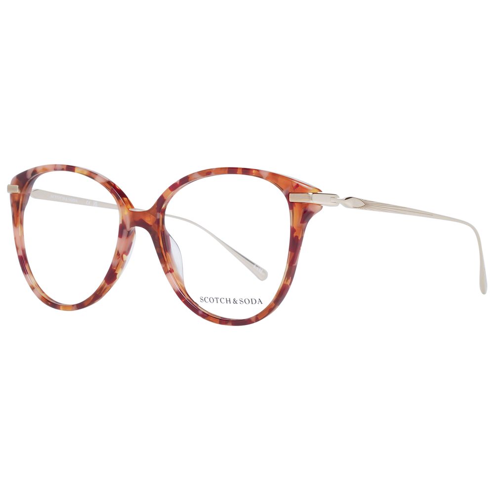 Scotch & Soda Orange Women Glasses Frame, full-rim acetate round style for women, demo lenses, size 53-16-145, with branded case