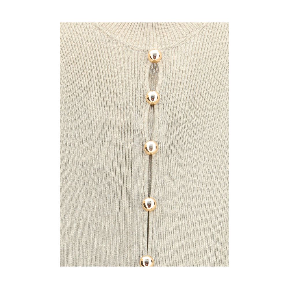 Close-up of button detail on Self-Portrait Gold Viscose Casual Dress