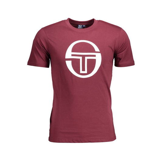 Sergio Tacchini Purple Cotton Men T-Shirt with bold logo print, made from premium cotton for style and comfort.