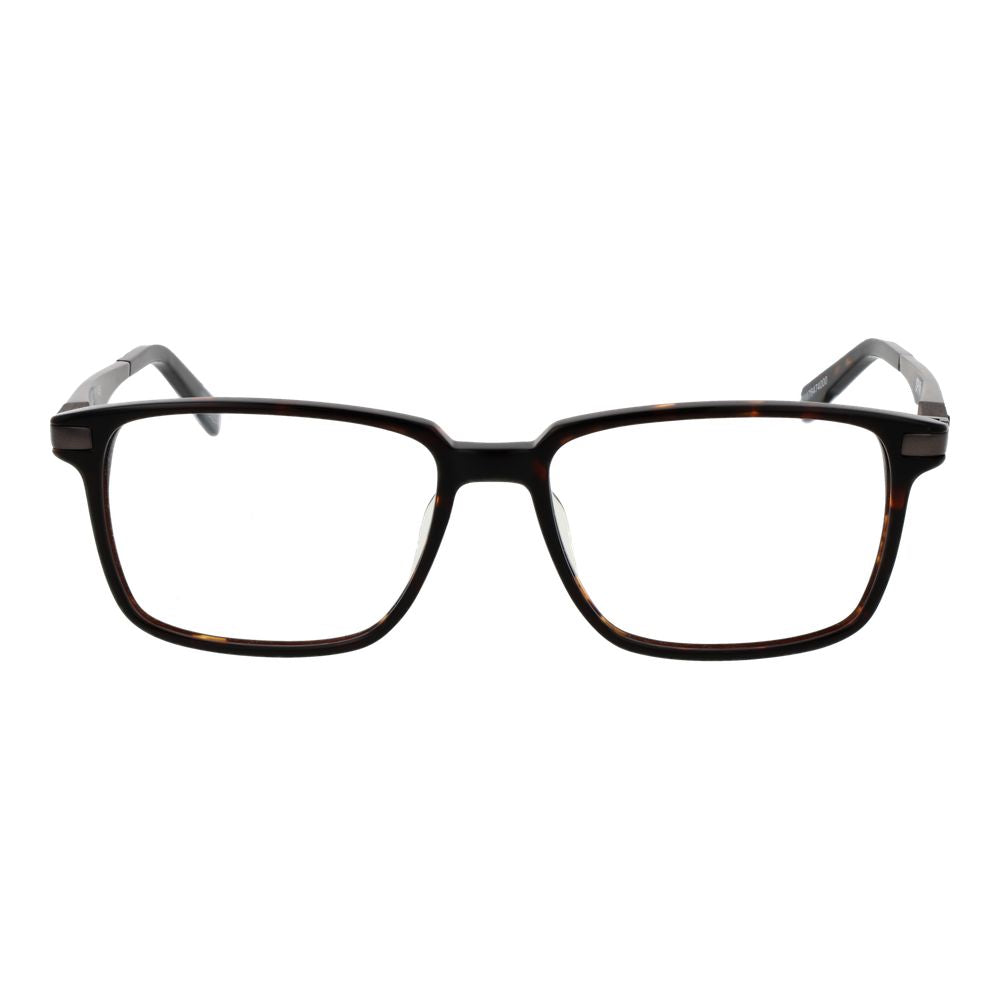 Spy Brown Plastic Glasses (Frames) for men, square full-rim design, demo lenses, plastic material, 57-17-145 size, brown color.