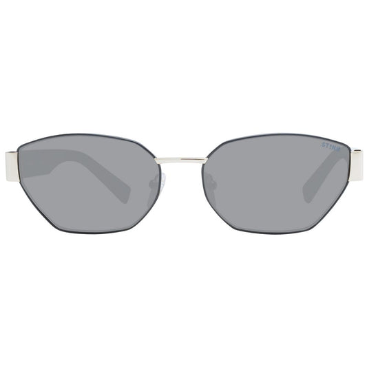 Sting Black Unisex Sunglass with black metal frame and grey full-rim plastic lenses, offering 100% UVA & UVB protection.