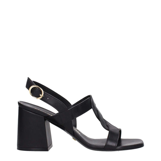Stuart Weitzman Black Leather Platform Sandals