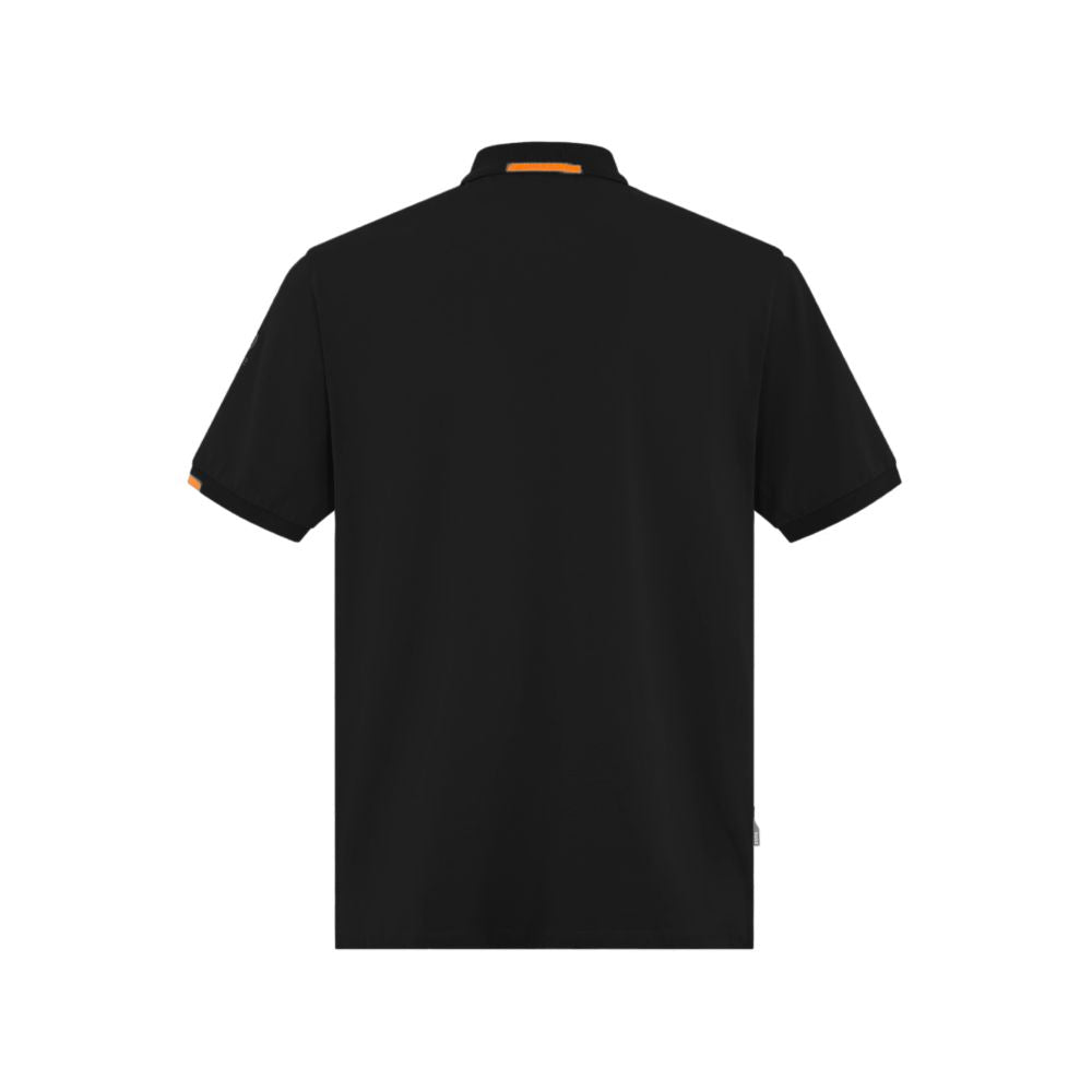 Suns Black Cotton Polo Shirt, classic design with short sleeves, perfect for casual and professional settings.