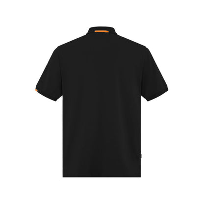 Suns Black Cotton Polo Shirt, classic design with short sleeves, perfect for casual and professional settings.