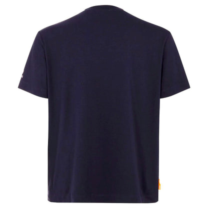 Suns Blue Cotton T-Shirt in dark blue color, made from stretch technical fabric, back view.