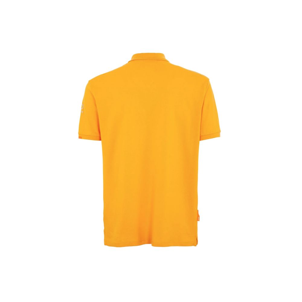 Suns Orange Cotton Polo Shirt with ribbed collar and button closure, showcasing back view