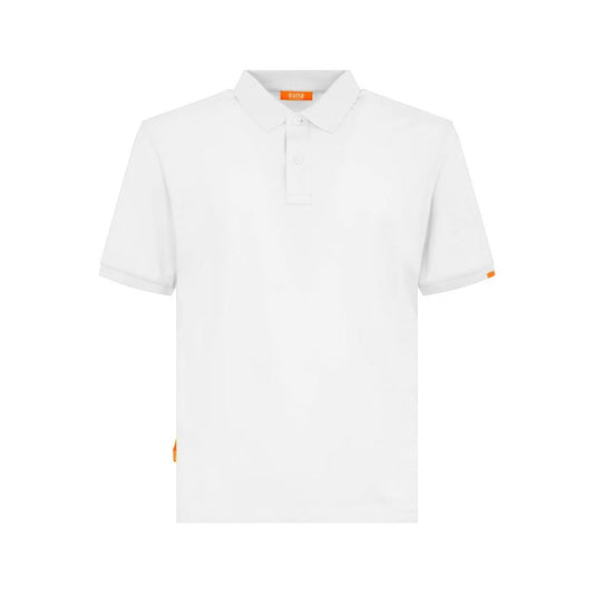 Suns White Cotton Polo Shirt with classic collar and short sleeves, ideal for casual wear.
