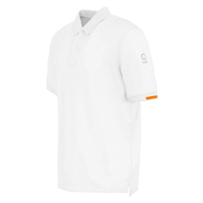 Suns White Cotton Polo Shirt, side view, short sleeves, breathable fabric, ideal for casual and smart attire, minimalist design.