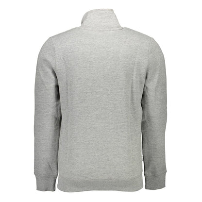 Back view of Superdry Gray Cotton Men's Sweater showcasing long sleeves and casual fit.