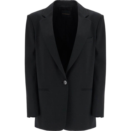 THE ANDAMANE blazer in poliestere e lana nero oversize monopetto con scollo a v Jackets THE ANDAMANE Black