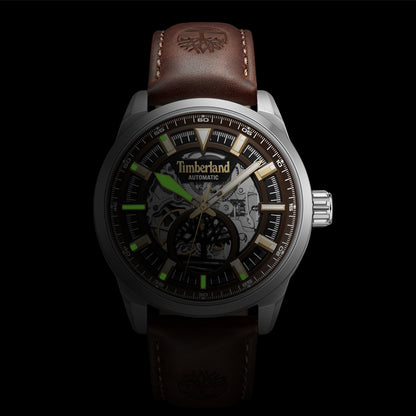 TIMBERLAND WATCHES Mod. TDWGE0055203 - Stylish Timberland automatic watch with brown leather strap and intricate dial design.