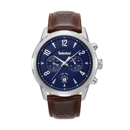 TIMBERLAND WATCHES Mod. TDWGF0082903 with brown leather strap and blue dial, elegant design suitable for men.