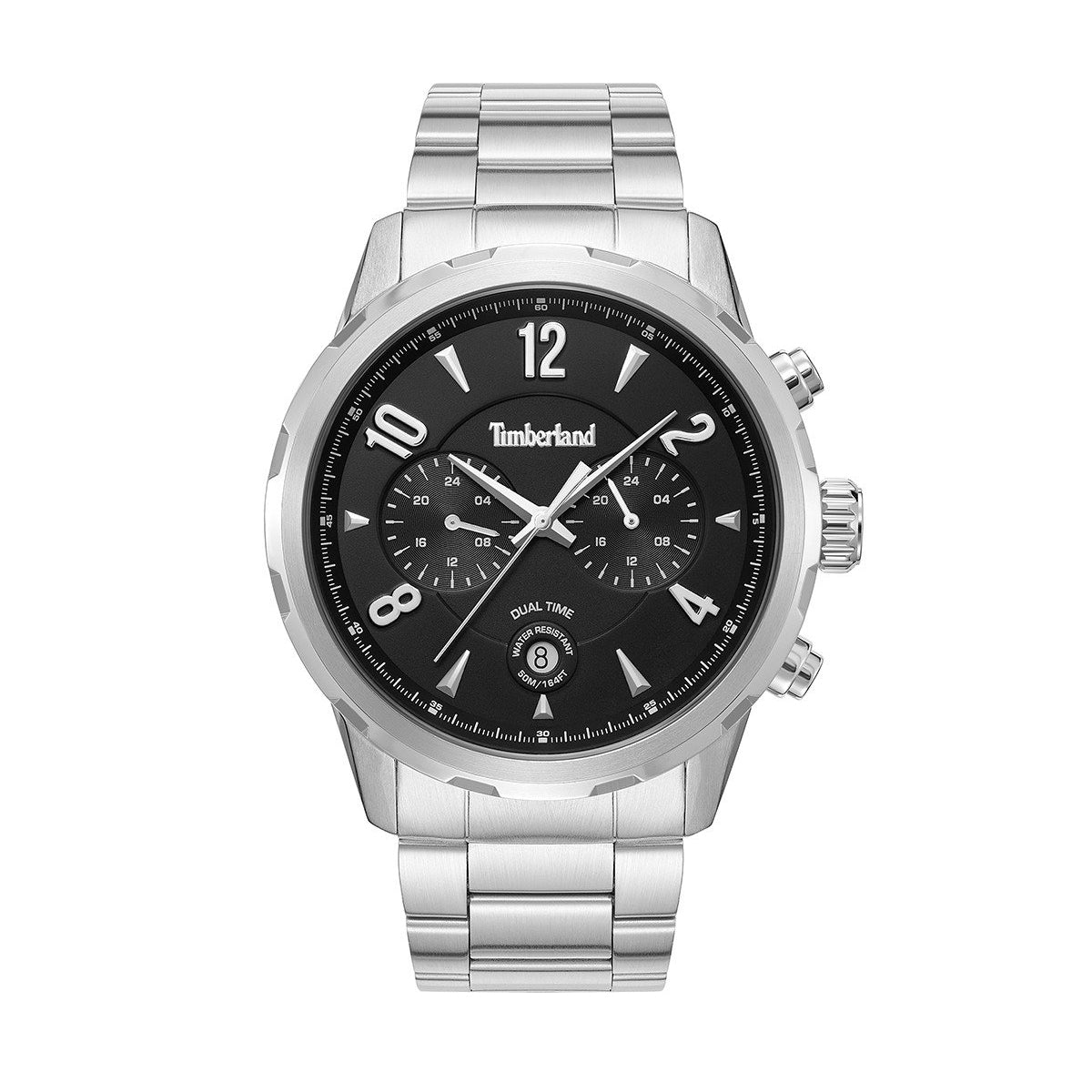 TIMBERLAND WATCHES Mod. TDWGK0082901 silver wristwatch with black dial and dual time feature