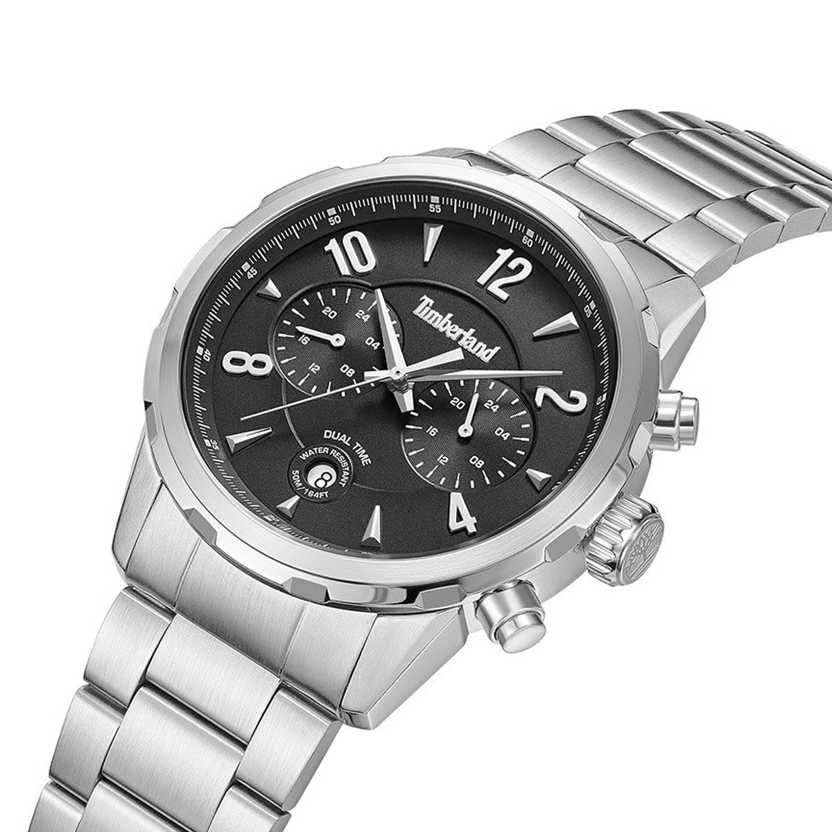 TIMBERLAND WATCHES Mod. TDWGK0082901 with black dial and silver stainless steel band