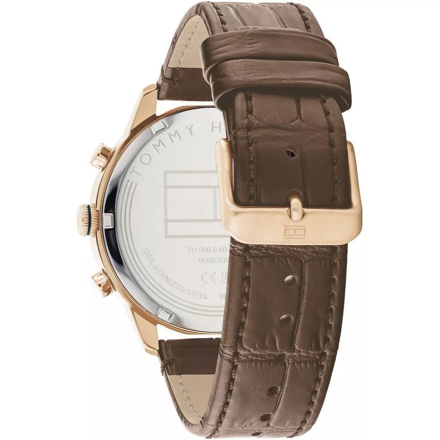 TOMMY HILFIGER Mod. 1710526 quartz analog gent's watch with brown leather bracelet and mineral dial, water resistant to 5 ATM.