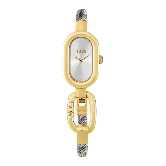 TOUS WATCHES Mod. 3000131900, elegant gold women's timepiece with oval dial and black leather strap