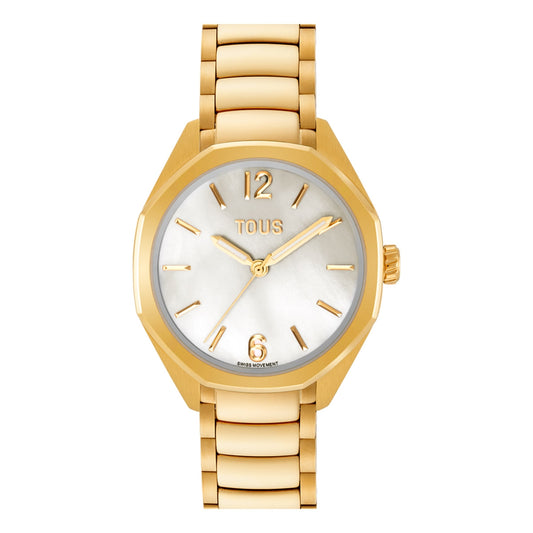 TOUS WATCHES Mod. 3000141300 gold watch with bracelet and white dial, elegant design for fashion-conscious wearers.