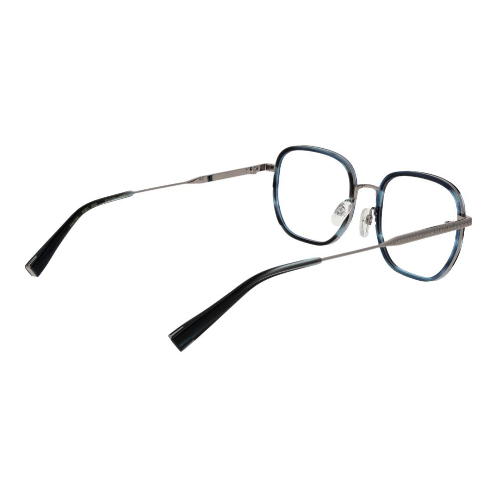 Ted Baker Blue Men Glasses Frame in full-rim acetate with demo lenses and rectangle style, shown with blue acetate material.
