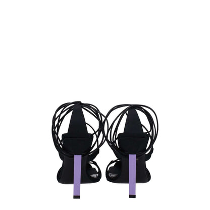 The Attico Black Fabric Stiletto Heel Sandals