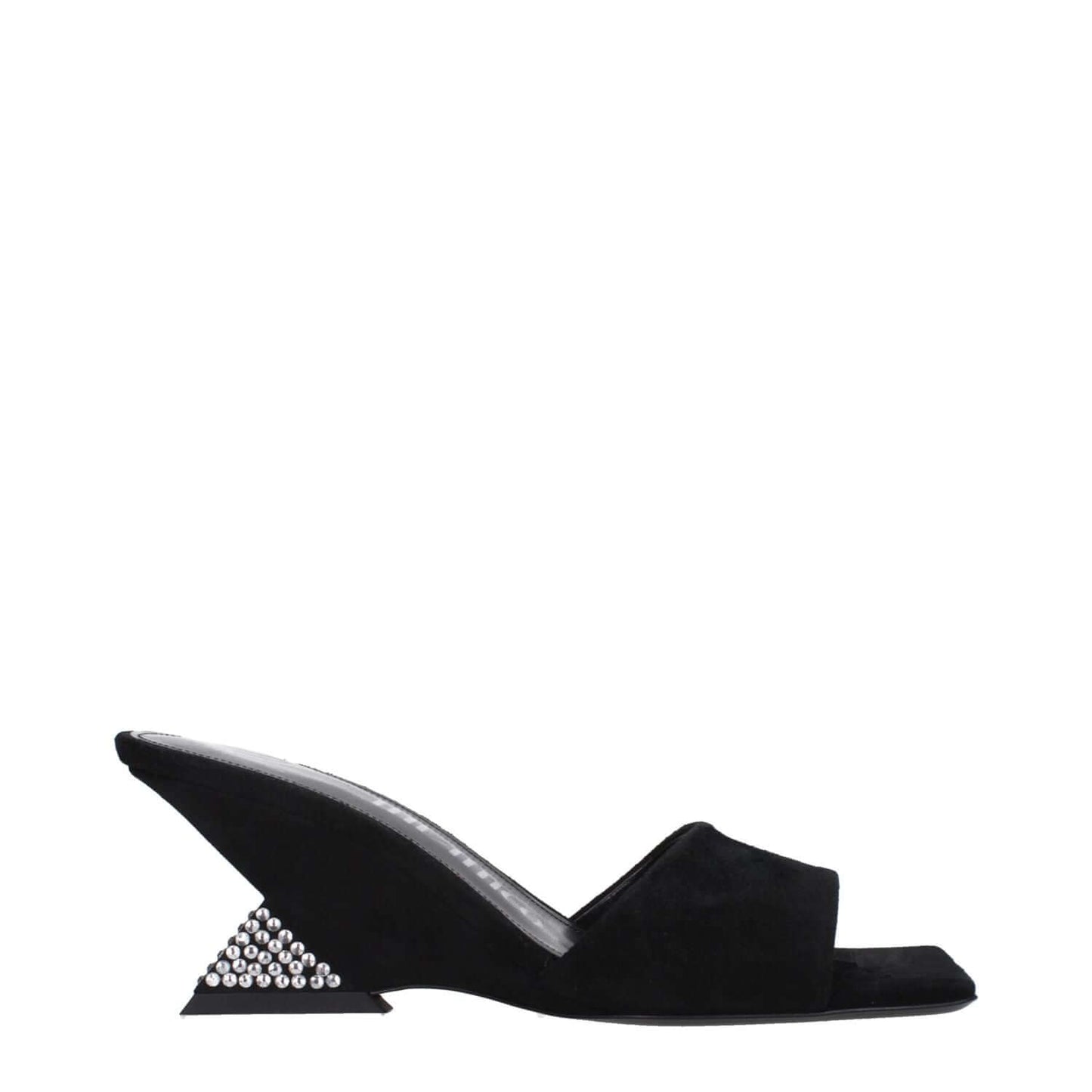 The Attico Black Leather Platform Sandals with open toe and wedge heel