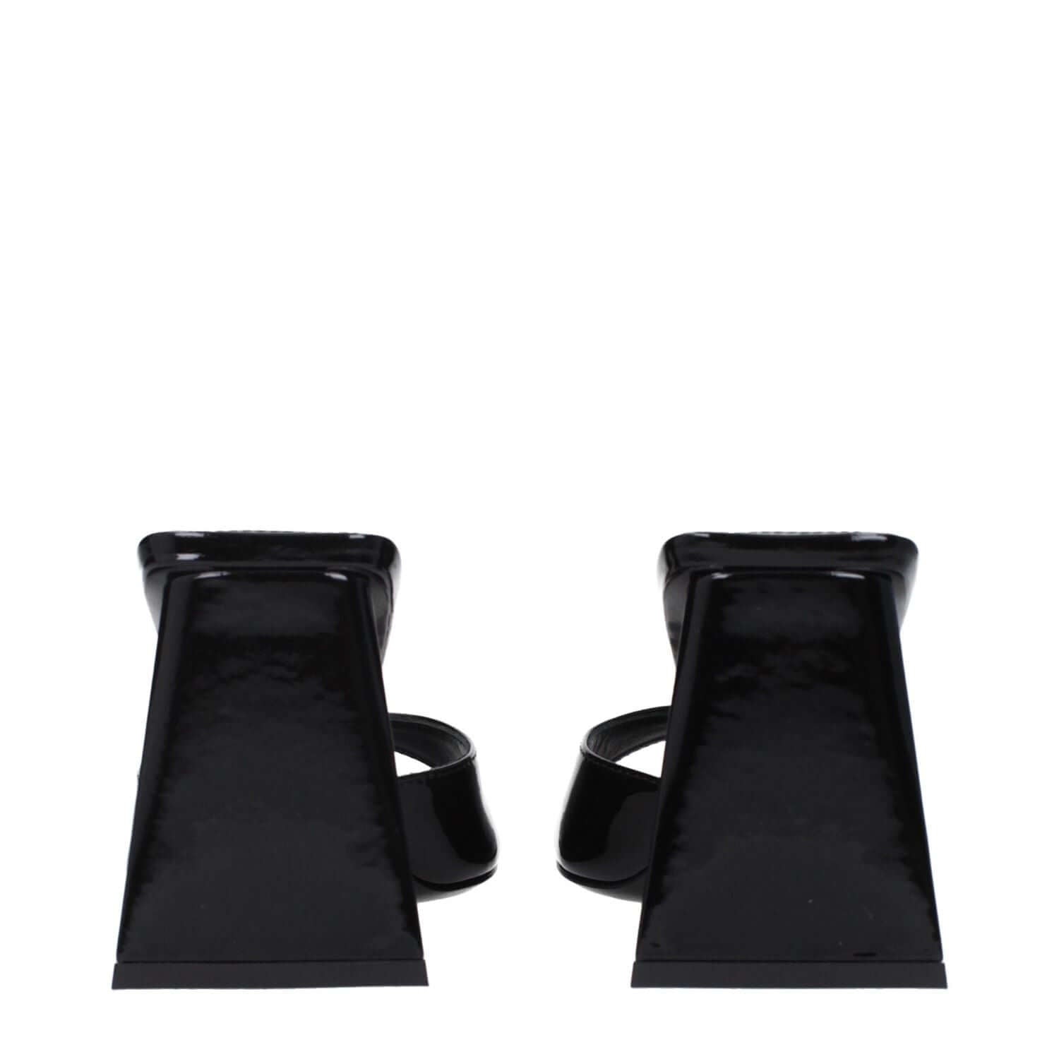 The Attico Black Leather Stiletto Heel Sandals