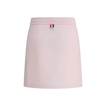 Thom Browne Multicolor Cotton Mini Skirt with drawstring and iconic side bands