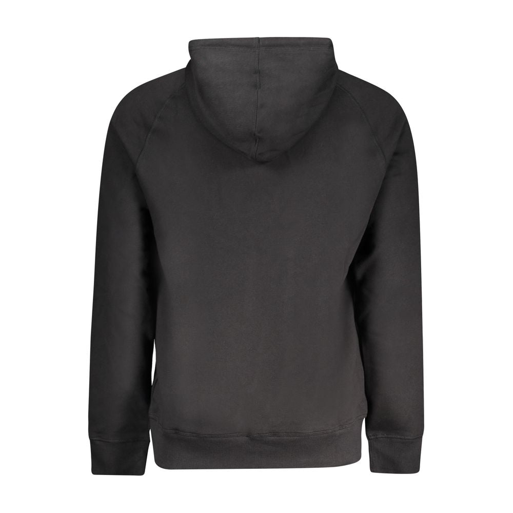 Timberland Black Cotton Men Sweater with Central Pockets and Zip, back view showcasing sleek design.
