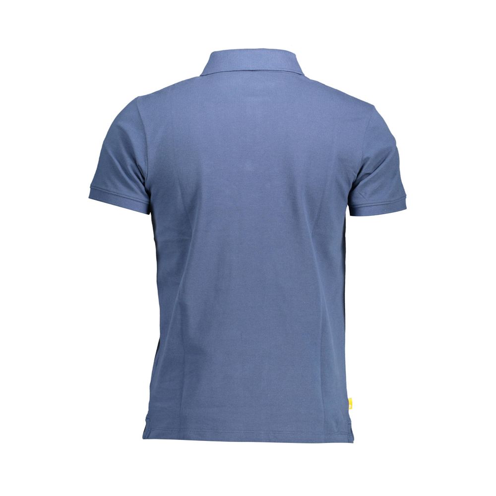 Timberland Blue Cotton Men Polo Shirt back view showing slim fit and short sleeves