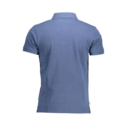 Timberland Blue Cotton Men Polo Shirt back view showing slim fit and short sleeves