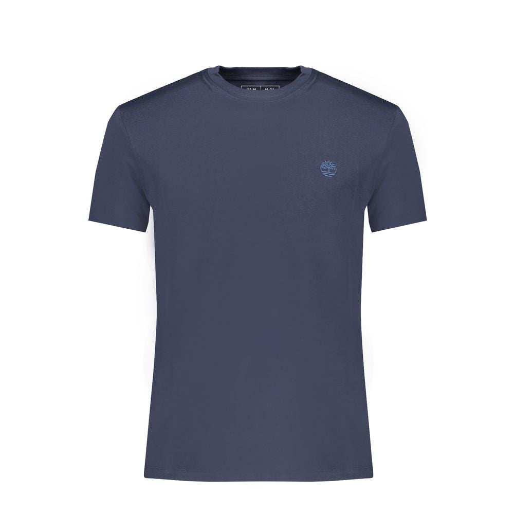 Timberland Blue Cotton Men TShirt, slim-fit, crew neck, with embroidered logo for luxury casual wear.