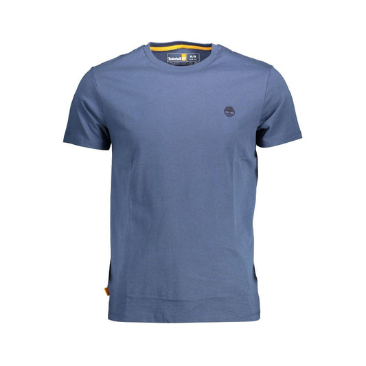 Timberland Blue Organic Cotton Men T-Shirt, slim fit, crew neck with iconic logo, sustainable fashion made from 100% organic cotton.