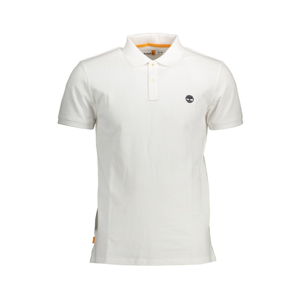 Timberland White Cotton Men Polo Shirt with short sleeves and embroidered logo