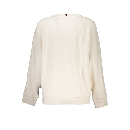 Back view of Tommy Hilfiger Beige Cotton Women Sweater showcasing its classic design and long sleeves.