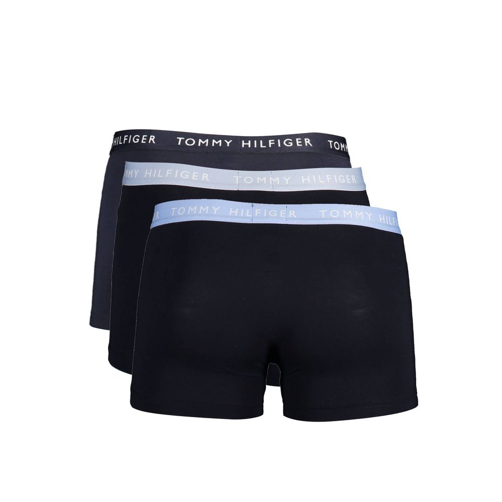 Tommy Hilfiger Black Cotton Men Boxer Trio Pack featuring sustainable fabric with iconic logo waistband for eco-conscious style.