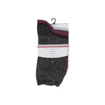 Tommy Hilfiger Black Cotton Sock for women, Fall/Winter collection, 69% cotton, retail packaging, stylish and comfortable design.
