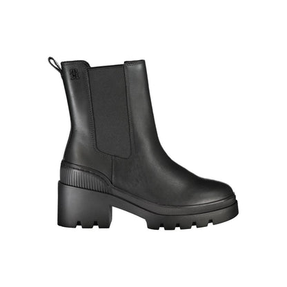 Tommy Hilfiger Black Polyester Ankle boot with side elastic, 6 cm heel, and logo detailing.