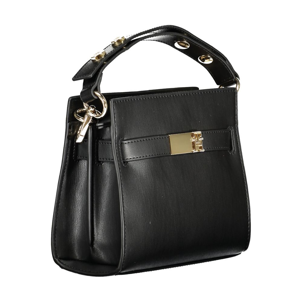 Tommy Hilfiger Black Polyethylene Women Handbag with adjustable handle and sleek design