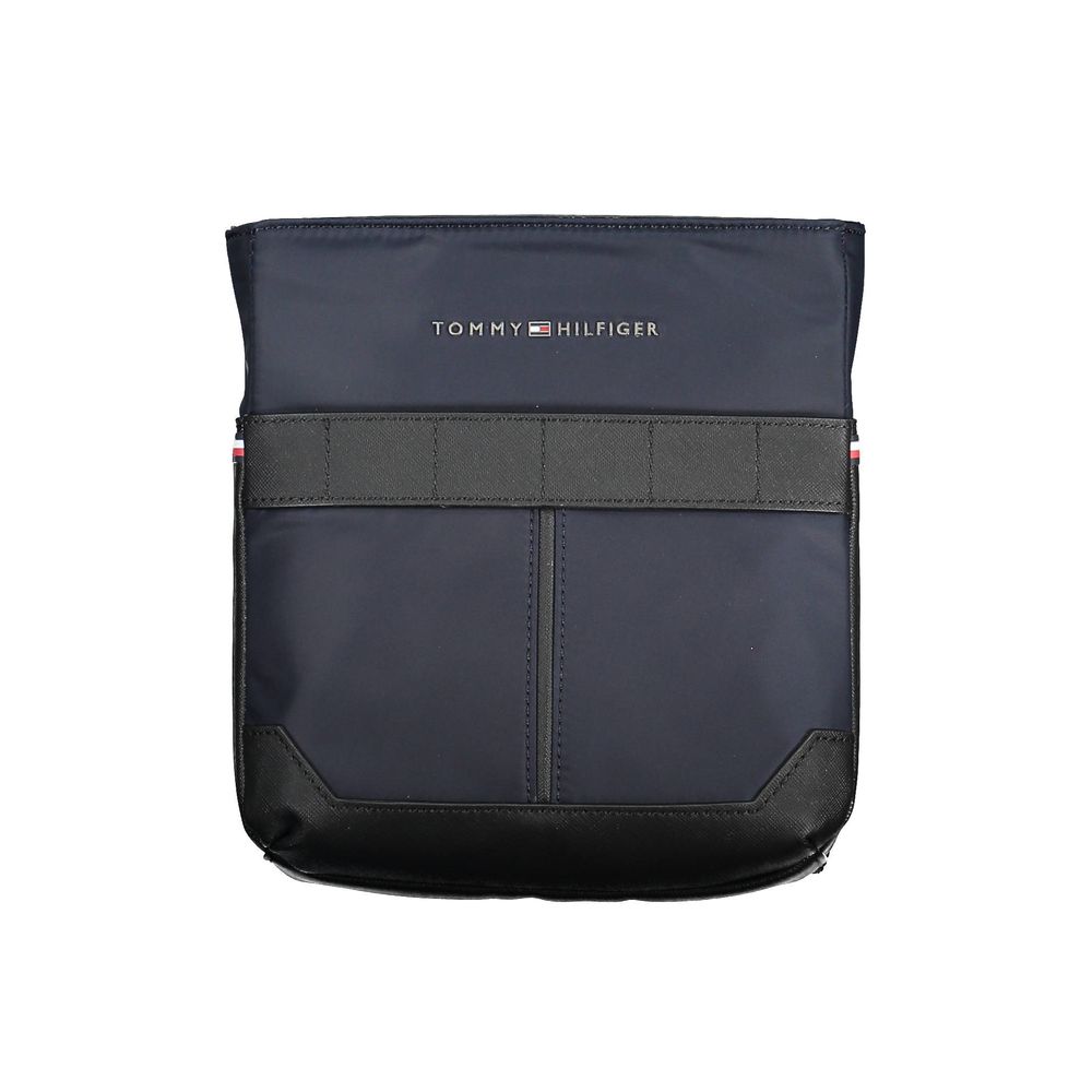 Tommy Hilfiger Blue Polyester Men Shoulder Bag with logo detail, adjustable strap, and zip closure for secure essentials.