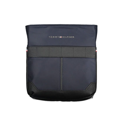 Tommy Hilfiger Blue Polyester Men Shoulder Bag with logo detail, adjustable strap, and zip closure for secure essentials.